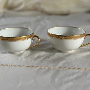 Higgins & Seiter pair of teacups, gold leaf